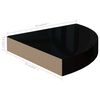 vidaXL Prateleiras canto suspensas 2 pcs 25x25x3,8cm MDF preto brilh.