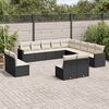 vidaXL 13 pcs conjunto de sofás de jardim com almofadões vime PE preto