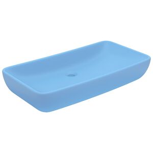 vidaXL Lavat&oacute;rio luxuoso retangular 71x38 cm cer&acirc;mica azul-claro mate