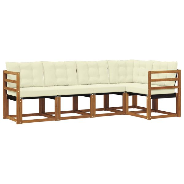 vidaXL Conjunto de Sof&aacute;s para Exterior 5 pcs Natural e Preto