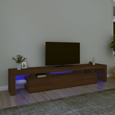 vidaXL Móvel de TV com luzes LED 215x36,5x40 cm cor carvalho castanho