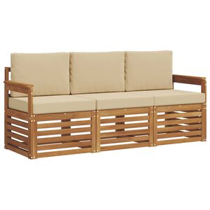 vidaXL Conjuntos de sof&aacute;s com almofada 3 pcs Natural e Bege