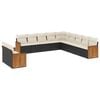 vidaXL 11 pcs conjunto sof&aacute;s de jardim c/ almofad&otilde;es vime PE preto