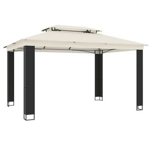 VidaXL Gazebo com telhado duplo 3,94x2,96 m a&ccedil;o creme