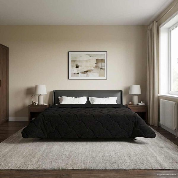 vidaXL Duvet de Ano Inteiro Colchonete Preto 200 x 220 cm