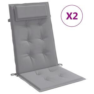 vidaXL Almofad&otilde;es p/ cadeira encosto alto 2 pcs tecido oxford cinzento