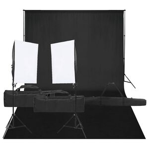 vidaXL Kit de est&uacute;dio fotogr&aacute;fico com conjunto de ilumina&ccedil;&atilde;o e fundo