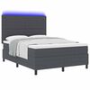 vidaXL Cama Box Spring LED Cinza Escuro e Branco 140 x 190 cm