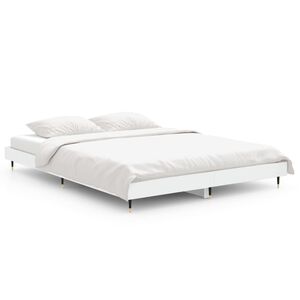 vidaXL Estrutura de cama 135x190 cm derivados de madeira branco