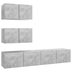 vidaXL 4 pcs conjunto de m&oacute;veis de TV derivados madeira cinza cimento
