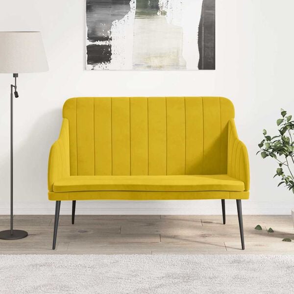 vidaXL Banco 110x76x80 cm veludo amarelo