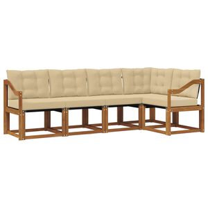 vidaXL Conjunto de Sof&aacute;s para Exterior 5 pcs Natural e Bege