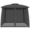 vidaXL Gazebo c/ teto duplo/paredes de malha 2,93x2,93 m a&ccedil;o antracite