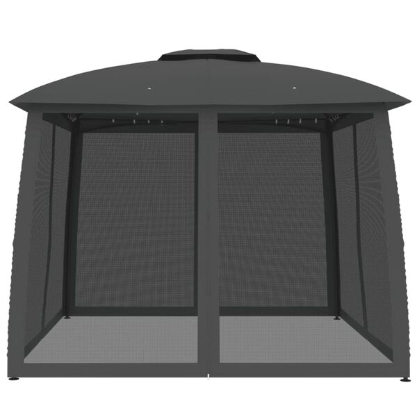 vidaXL Gazebo c/ teto duplo/paredes de malha 2,93x2,93 m a&ccedil;o antracite