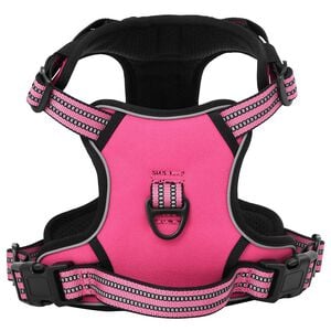 vidaXL Peitoral para c&atilde;es com trela e coleira ajust&aacute;vel L rosa