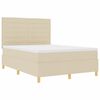 vidaXL Cama Box com colchão com cabeceira Creme 140 x 190 cm tecido