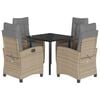 vidaXL 5pcs conj. jantar jardim c/ almofad&otilde;es vime PE bege misturado