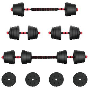 vidaXL Conjunto de Halteres 2 em 1 40kg Preto e Vermelho