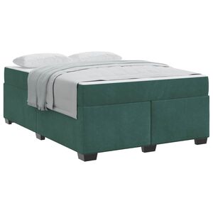 vidaXL Estrutura da Cama com colch&atilde;o Verde Escuro 140 x 200 cm tecido
