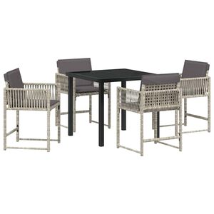 vidaXL Conjunto de Jantar para Jardim 5 pcs Cinzento-claro vime PE