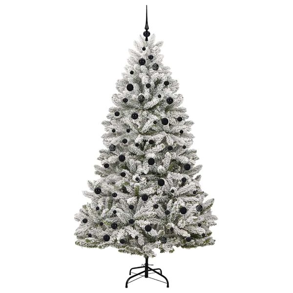 vidaXL &Aacute;rvore de Natal Artificial Verde e Branco 210 cm PVC e Metal