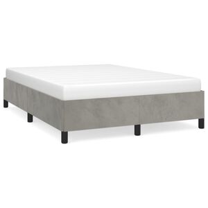 vidaXL Estrutura de cama sem colch&atilde;o 140x190 cm veludo cinzento-claro
