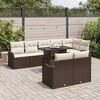 vidaXL Conjunto de lounge com almofada 9 pcs Castanho Rattan Sint&eacute;tico