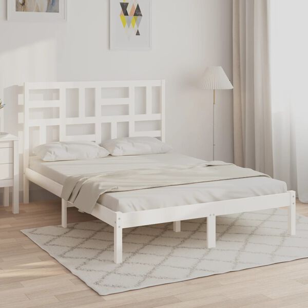 vidaXL Estrutura de cama 160x200 cm madeira maciça branco