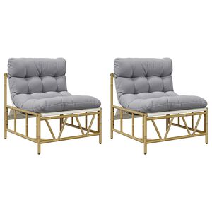 vidaXL Assentos exteriores com almofada 2 pcs Cinzento-claro A&ccedil;o