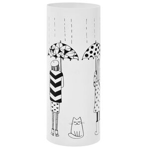 vidaXL Suporte para guarda-chuvas c/ mulheres a&ccedil;o branco
