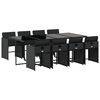 vidaXL 9 pcs conjunto de jantar p/ jardim c/ almofad&otilde;es vime PE preto