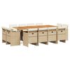 vidaXL 13 pcs conjunto de jantar p/ jardim com almofad&otilde;es vime PE bege