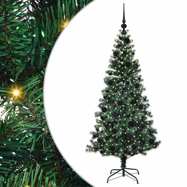 vidaXL &Aacute;rvore de Natal Artificial Pr&eacute;-iluminada Verde 180 cm