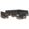 vidaXL Conjunto de Sof&aacute; de Jardim 13 unid. Cinzento vime PE