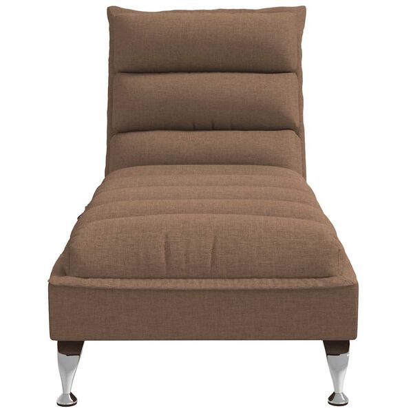 vidaXL Chaise lounge de massagem com almofadões tecido castanho