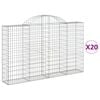 vidaXL Cestos gabi&atilde;o arqueados 20 pcs 200x30x120/140 ferro galvanizado