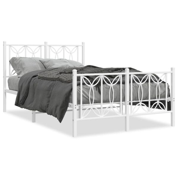 vidaXL Estrutura de cama com cabeceira e p&eacute;s 120x190 cm metal branco