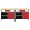 vidaXL Conjunto de bancada de trabalho 2 pcs Vermelho 200 x 55 x 85 cm