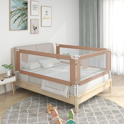 vidaXL Barra segur. p/ cama infantil tecido 140x25cm cinza-acastanhado