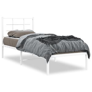 vidaXL Estrutura de cama sem colch&atilde;o com cabeceira 75x190 cm branco