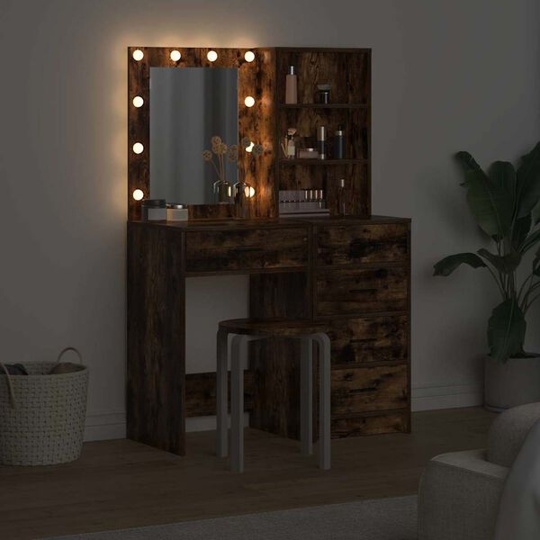 vidaXL Mesa de vestir com gaveta 2 pcs Castanho 50 x 41 x 135 cm