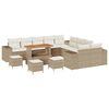 vidaXL Conjunto de Sof&aacute; de Jardim 14 pcs Bege e Creme vime PE