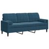 vidaXL Sof&aacute; 3 lugares c/ almofadas decorativas 180 cm veludo azul