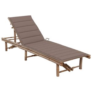 vidaXL Espregui&ccedil;adeira de jardim com almofad&atilde;o bambu