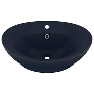 vidaXL Lavat&oacute;rio luxuoso oval 58,5x39 cm cer&acirc;mica azul-escuro mate