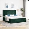 vidaXL Estrutura de cama otomana com colch&atilde;o verde escuro veludo