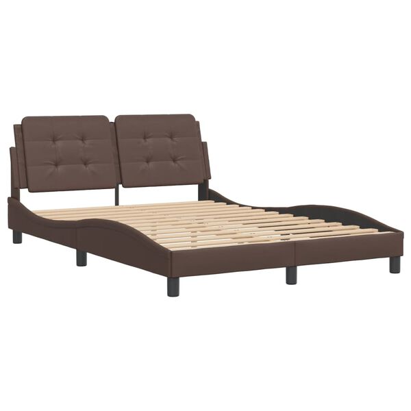 vidaXL Estrutura de cama sem colch&atilde;o Zadar 140x200cm couro artificial castanho