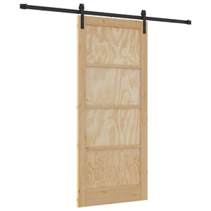 vidaXL Porta Deslizante Natural 86 x 198,5 cm Madeira de Pinho Maci&ccedil;a