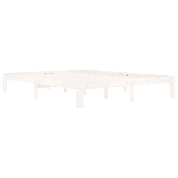 vidaXL Estrutura de cama 160x200 cm pinho maci&ccedil;o branco