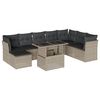 vidaXL 9 pcs conj. sof&aacute;s jardim com almofad&otilde;es vime PE cinzento-claro